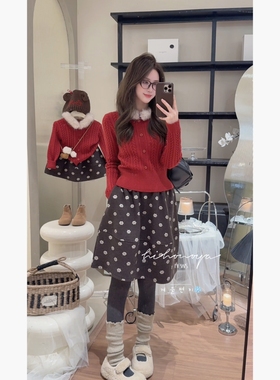 Spring韩国童装2025冬季新款亲子立体绞花针织复古毛衣女童针织衫