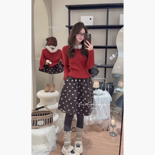 Spring韩国童装2025冬季新款亲子立体绞花针织复古毛衣女童针织衫