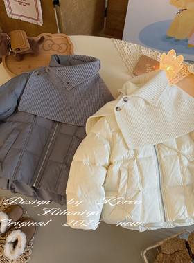 Spring韩国童装2024年冬季亲子款立领白鸭绒羽绒服女童白鹅绒外套