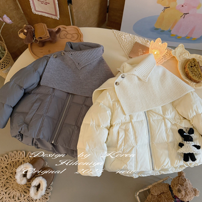 Spring韩国童装2024年冬季亲子款立领白鸭绒羽绒服女童白鹅绒外套