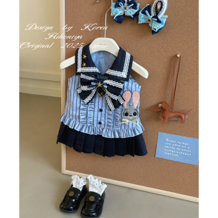 宝宝卡通兔子警官套装 新款 女童裙子两件套 2025夏季 Spring韩国童装