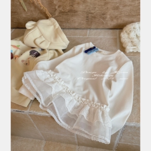 亲子花边蕾丝打底上衣女童长袖 新款 T恤 2025年秋季 Spring韩国童装