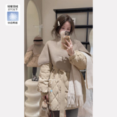 新款 Spring韩国童装 2025冬季 亲子针织披肩菱格羽绒服女童保暖外套