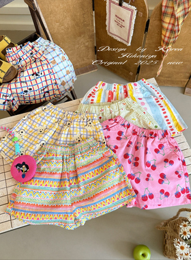 Spring韩国童装2025夏季新款亲子动物印花吸汗透气短裤女童五分裤