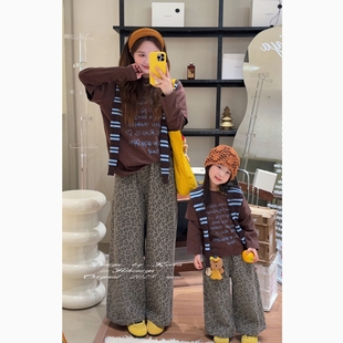 亲子字母假两件长袖 新款 T恤女小童卫衣 2025年秋季 Spring韩国童装