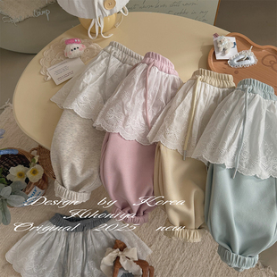 女童洋气束脚休闲裤 Spring韩国童装 屁帘卫裤 亲子款 2025年春秋新款