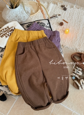 Spring韩国童装2025年秋冬新款文艺灯芯绒加绒长裤女童保暖休闲裤