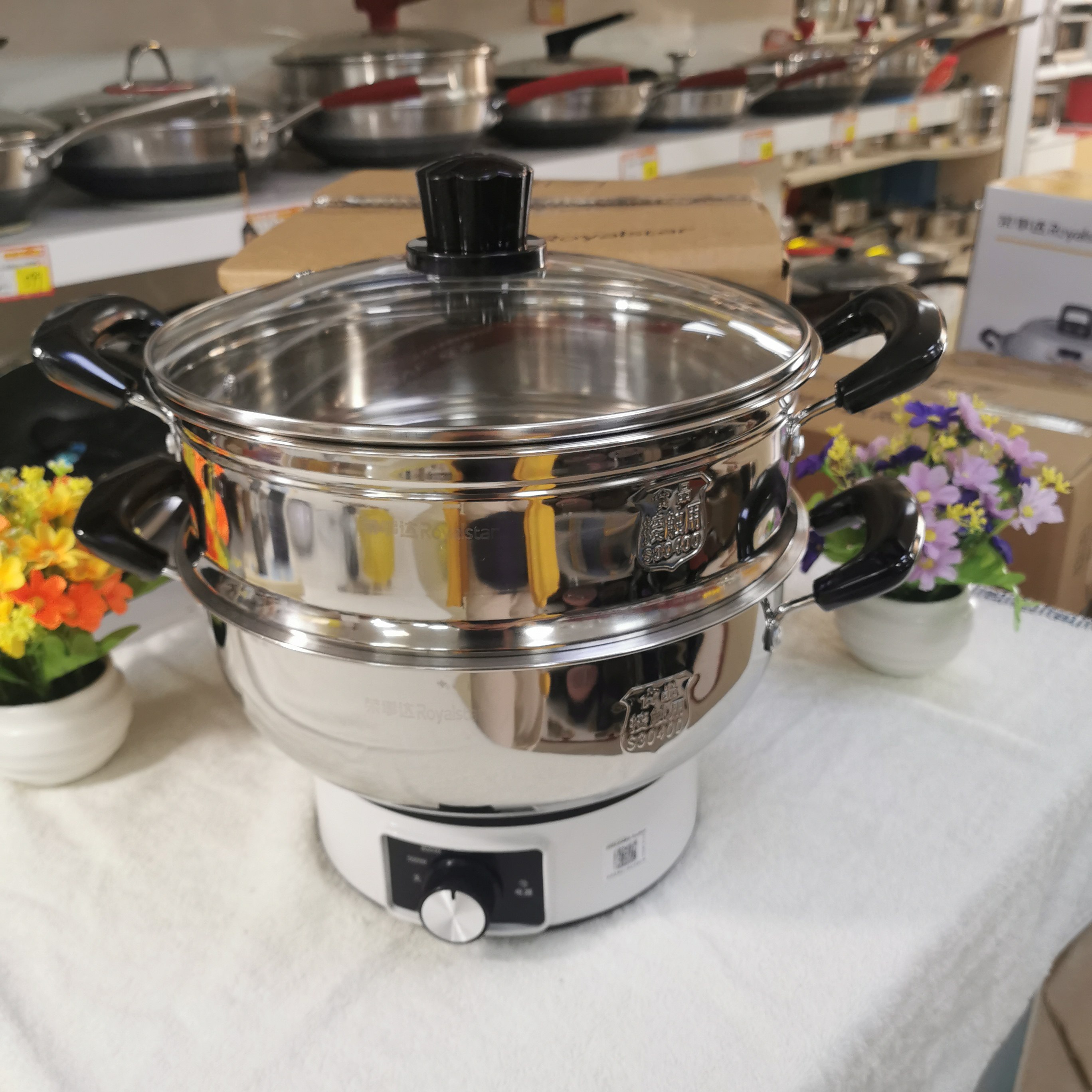 荣事达多功能电煮锅炒菜家用一体不锈钢火锅带蒸锅小型电炒锅煎炖,厨房电器,电炒锅,淘宝优惠券,粉丝福利购,淘宝优惠卷