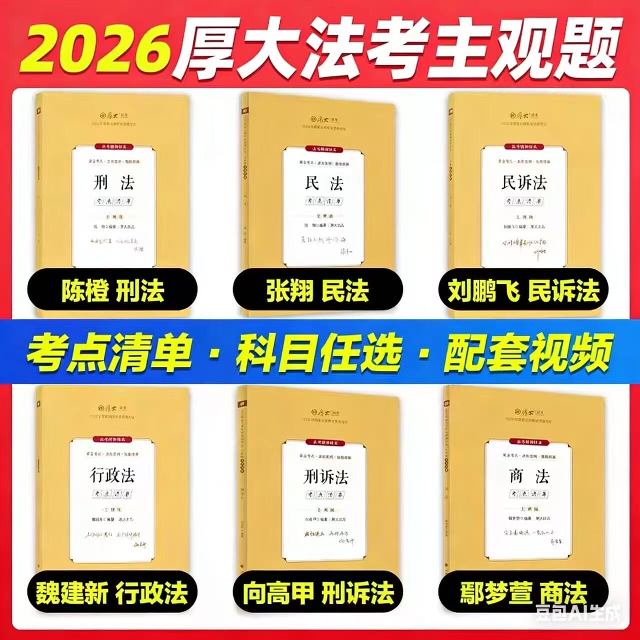 含视频课】2026司法考试厚大主观题考点清单厚大主观题教材国家法律职业资格考试主观题鄢梦萱商法向高甲刑诉民法张翔刑法精讲教材