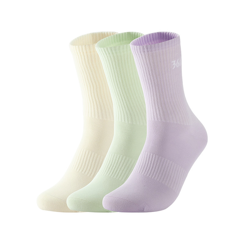361&deg;运动袜运动配件2026春季新款女平板长袜三双装防臭透气女袜