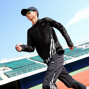 立领长T恤卫衣 半开襟上衣修身 361梦想赛道运动t恤男2024秋季 新款