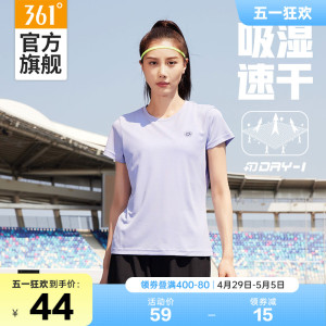 361运动t恤女2024夏季瑜伽健身跑步服女士短袖透气宽松速干衣