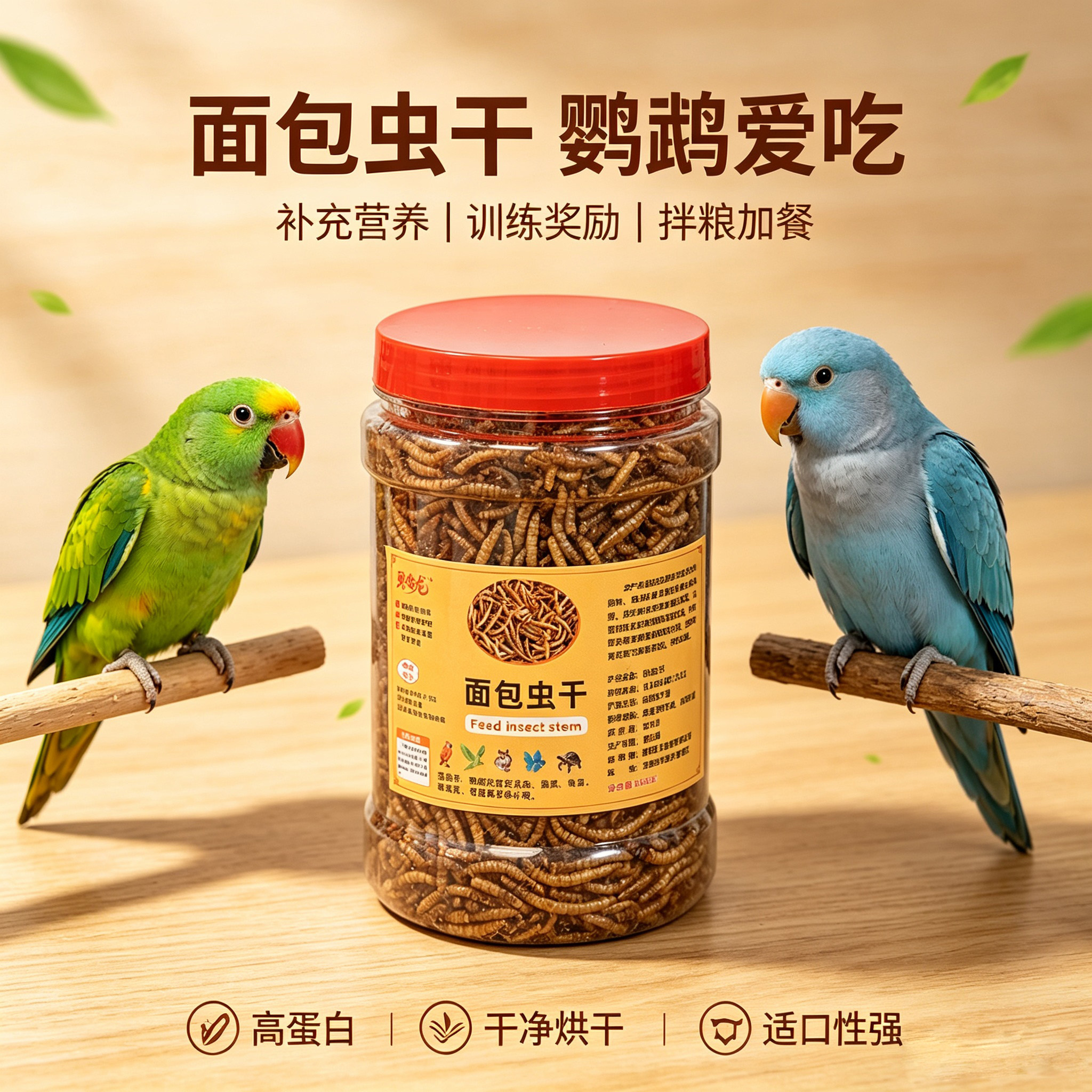 鹦鹉面包虫干高蛋白画眉鸟食营养补给虎皮牡丹鹦鹉零食日常奖励粮
