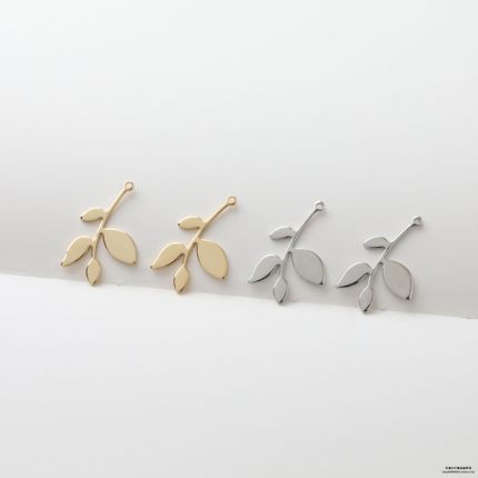 14K包金铜材质电镀真金色小清新叶子叶片吊坠diy材料配件