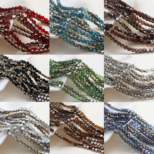 金边圆饼玻璃珠直孔diy手作串珠项链手链材料配件