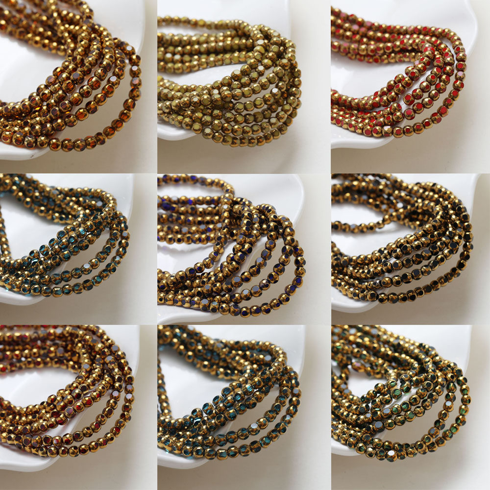 圆形珠切割面直孔diy手工串珠项链材料配件