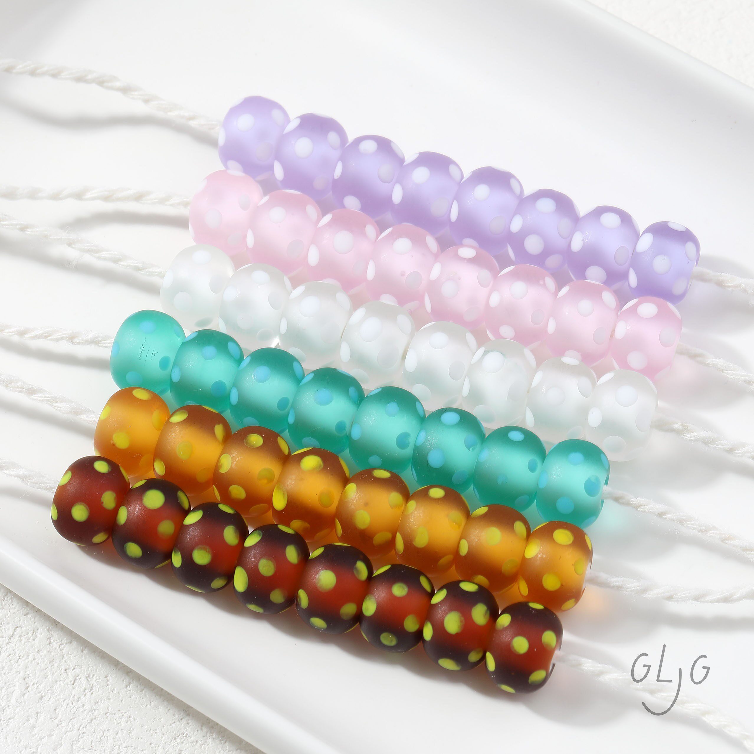 灯工磨砂琉璃可爱日式波点车轮珠diy手作串珠手链耳饰材料配件