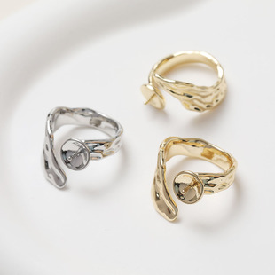 14K电镀真金保色小众设计diy手工珍珠戒指戒托手作材料配件