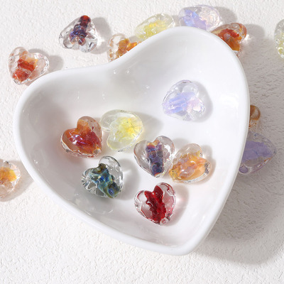 灯工爱心琉璃凹凸面进口材料直孔梦幻效果diy手作串珠材料配件