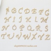 14K电镀真金保色26个字母铜锆石水钻吊坠diy手作项链手链耳饰配件