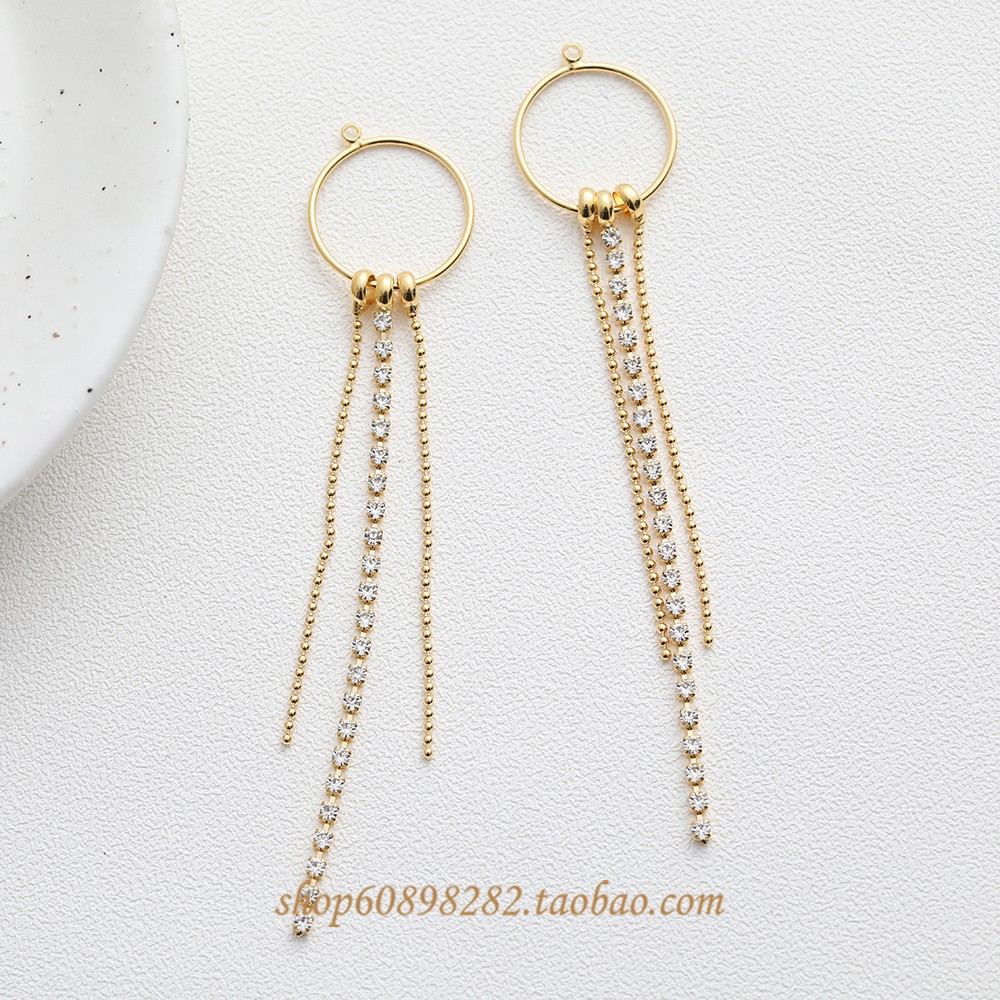 diy电镀真金流苏耳坠手作风钻链