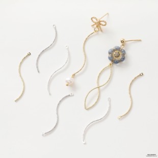 14K保金真金色电镀超仙铜扭曲批花棒子扭曲棒s线diy耳饰材料配件