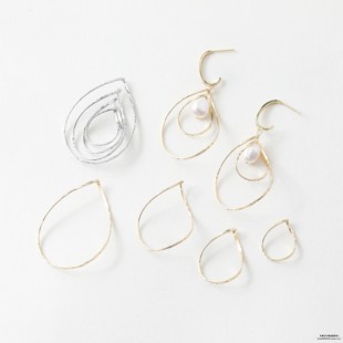 14K包金白K简约百搭旋转水滴直孔穿珠吊坠diy铜配件材料耳饰项链