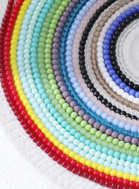 玻璃珠直孔光面圆珠diy手作串珠项链手链材料配件
