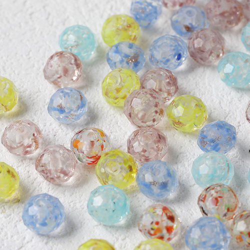 灯工琉璃细闪油画感花瓣切割面车轮珠diy手作串珠材料配件