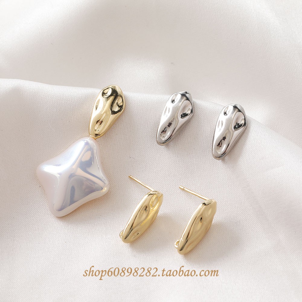 铜镀真金凹凸面水滴银针手作材料