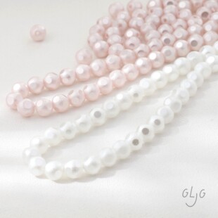 磨砂玻璃切割多面波点亮面圆珠diy手作串珠耳饰手链项链材料配件