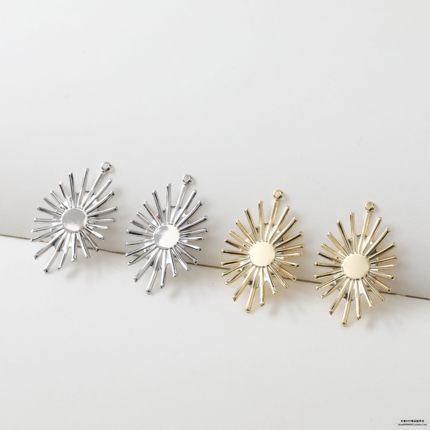 14K铜镀真金 椭圆太阳眼睛吊坠diy耳饰手作材料配件