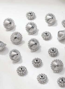 钛钢镀真金保色 批花条纹飞碟直孔隔珠DIY手工串珠基础材料配件