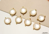 14К золото 11мм двойное подвесное кошачий глаз 1 шт. 11*15мм