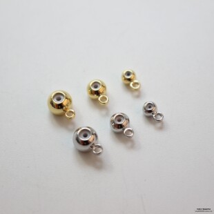 保色铜镀18K真金色 diy耳饰项链手链材料 硅胶珠胶皮珠单吊