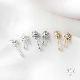 14K电镀真金保色液态熔岩圆心耳钉diy手作耳钉项链材料配件