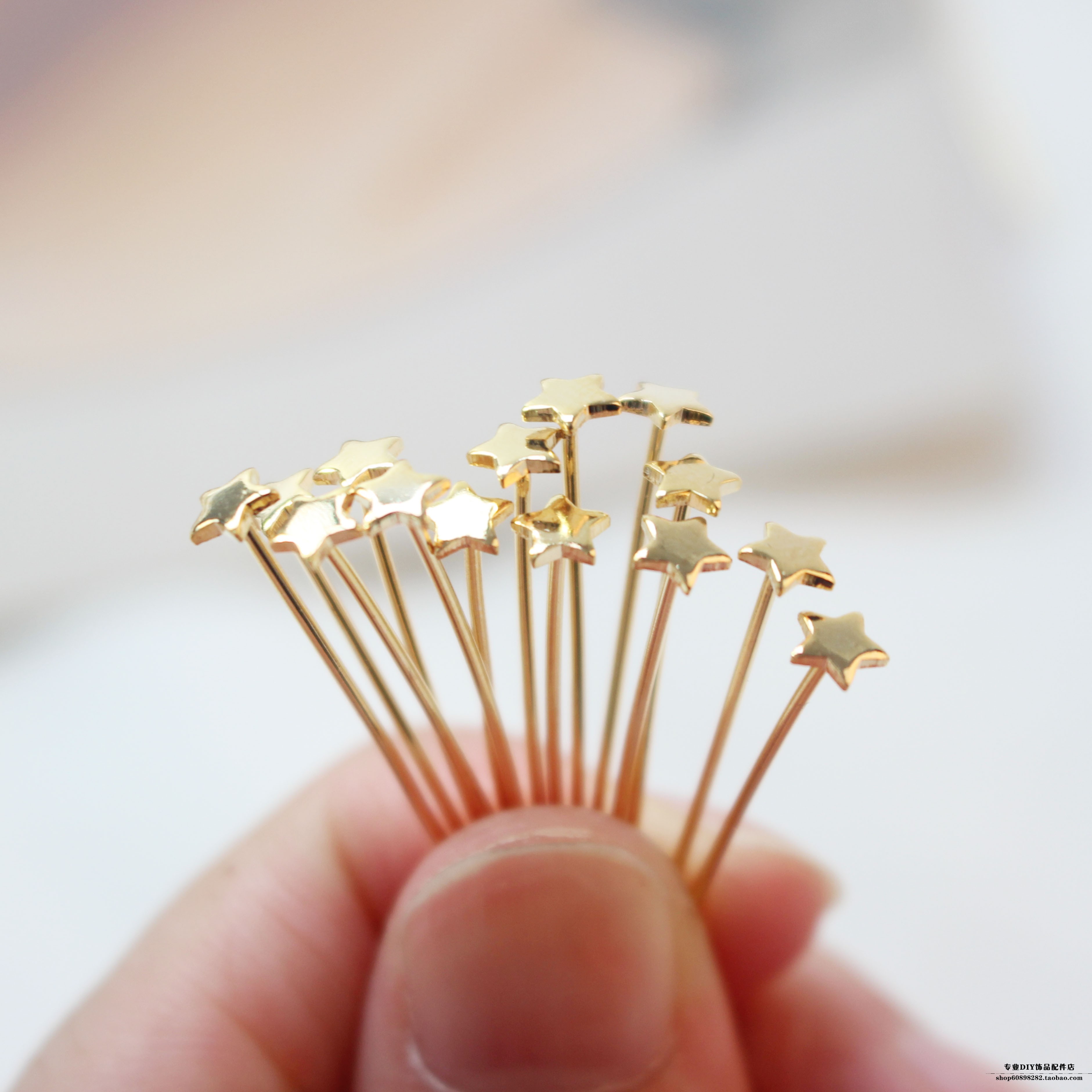 diy金色弧度五角星手工耳环