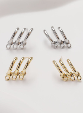 14K电镀真金保色3圈耳环耳饰diy手作材料配件