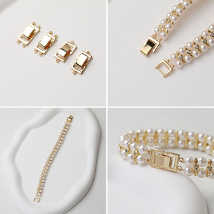 14K电镀真金保色双排扣单排扣diy串珠手作项链手链材料配件