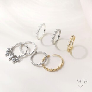 14K电镀真金保色百搭带吊开口圈戒指diy手作材料配件