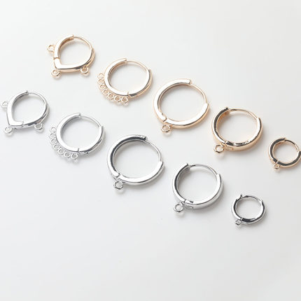 14K电镀真金保色耳环带孔diy手作耳饰耳环手作简约材料配件