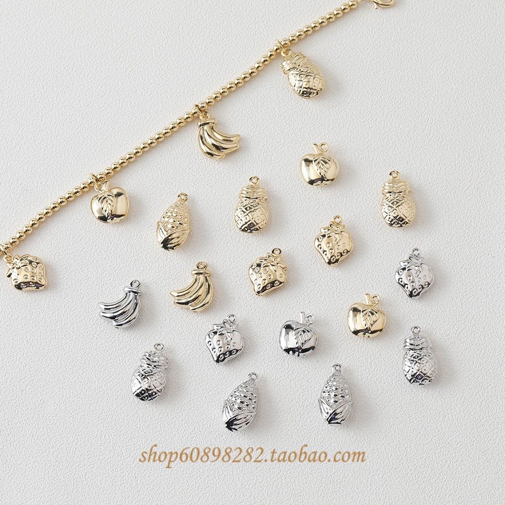 水果系列吊坠铜镀14K金保色双面效果diy手链项链串珠材料配件,饰品/流行首饰/时尚饰品新,其他DIY饰品配件,淘宝优惠券,粉丝福利购,淘宝优惠卷