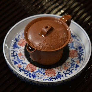 友兰轩 传统手工150CC中品原矿降坡泥 大口公道壶盖碗手抓紫砂壶