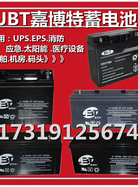 JBT嘉博特蓄电池12V17ah24AH38ah65100ah150ah铅酸免维计算机消防