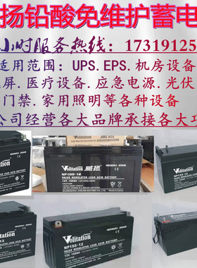 Volitation威扬蓄电池NP-12V24A38AH65A100AH120A150A200A消防UPS