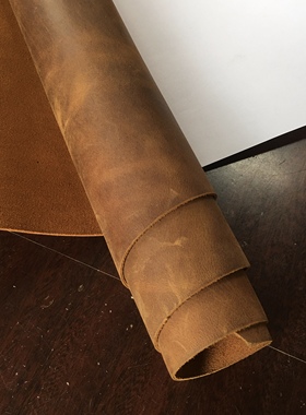 D1308疯马头层牛皮真皮手工DIY皮料2mm微挺