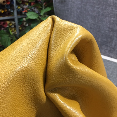 日本黄色荔枝纹牛皮皮料库存清仓