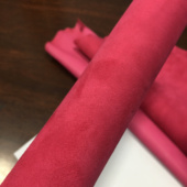 F1338玫红色反绒羊皮真皮手工DIY皮料0.8 1mm软