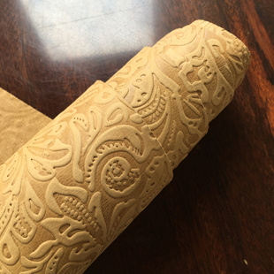 TC2024水染唐草花纹头层牛皮真皮手工DIY皮料1.2mm软