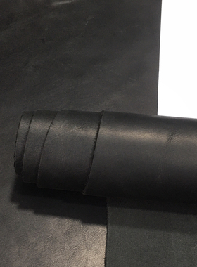 C2301黑色Isa平纹头层牛皮真皮手工DIY皮料1.5mm偏挺
